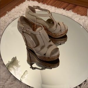 BCBGeneration - cream leather cork wedge